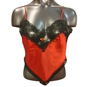 Fredrick's of Hollywood Women's M Red/Black Lacey Tank Top